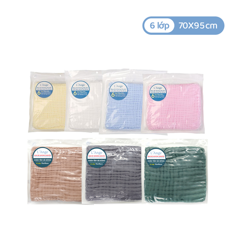 L'ANGE KHĂN TẮM/KHĂN QUẤN/CHĂN ĐẮP VẢI BÔNG 6 LỚP 70x95cm