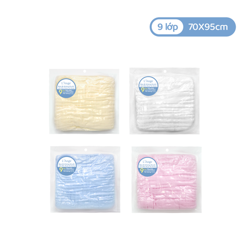 L'ANGE KHĂN TẮM/KHĂN QUẤN/CHĂN ĐẮP VẢI BÔNG 9 LỚP 70x95cm
