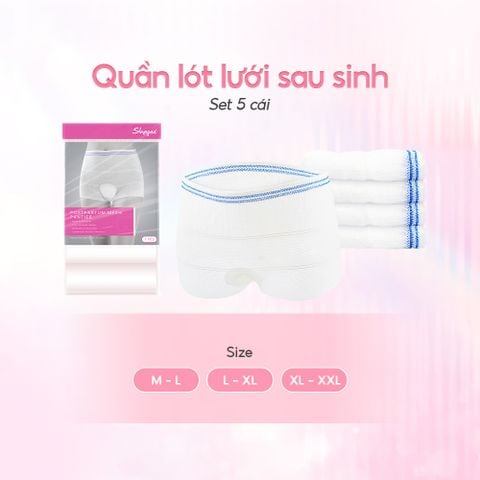 SHAPEE QUẦN LÓT LƯỚI SAU SINH ĐÀN HỒI, MỀM MẠI, SIÊU NHẸ, THOÁNG KHÍ, CÓ THỂ TÁI SỬ DỤNG (SET 5 CÁI)