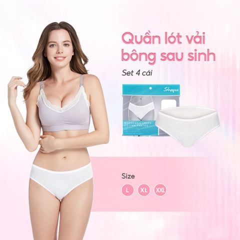 SHAPEE QUẦN LÓT VẢI BÔNG SAU SINH THOÁNG KHÍ, MỀM MẠI, CO GIÃN, CÓ THỂ TÁI SỬ DỤNG, ĐÓNG GÓI RIÊNG TỪNG CÁI TIỆN LỢI (SET 4 CÁI)