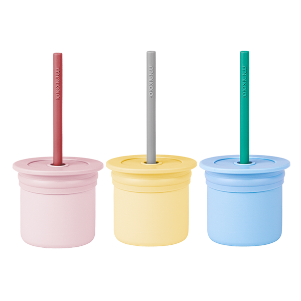 MinikOiOi Cốc Uống Nước Đa Năng Kèm Ống Hút & Nắp Đậy Silicone