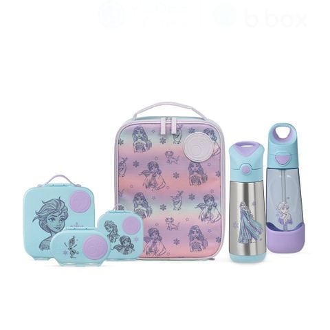 B.BOX SET HỘP CƠM TRƯA/ĐỒ ĂN VẶT, TÚI ĐỰNG HỘP CƠM VÀ BÌNH NƯỚC PHIÊN BẢN FROZEN CHO BÉ