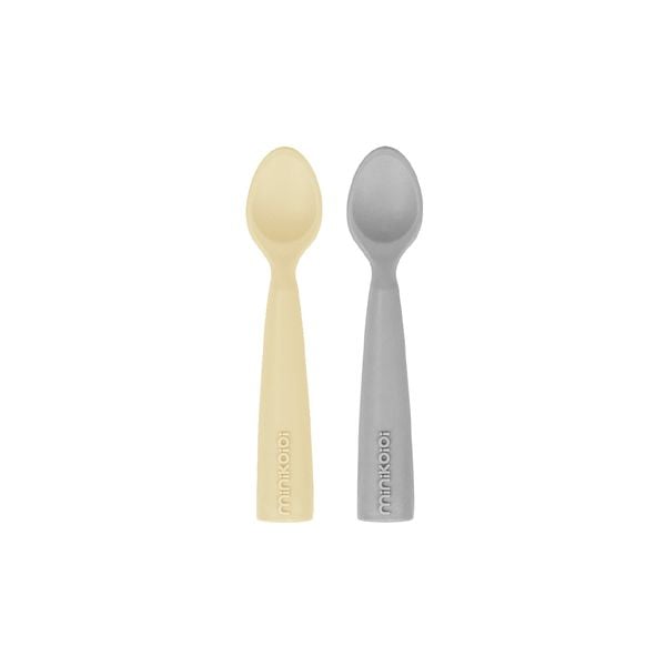 MinikOiOi Muỗng Ăn Dặm Silicone Cao Cấp Mềm Mại Cho Bé (Set 2 Cái)
