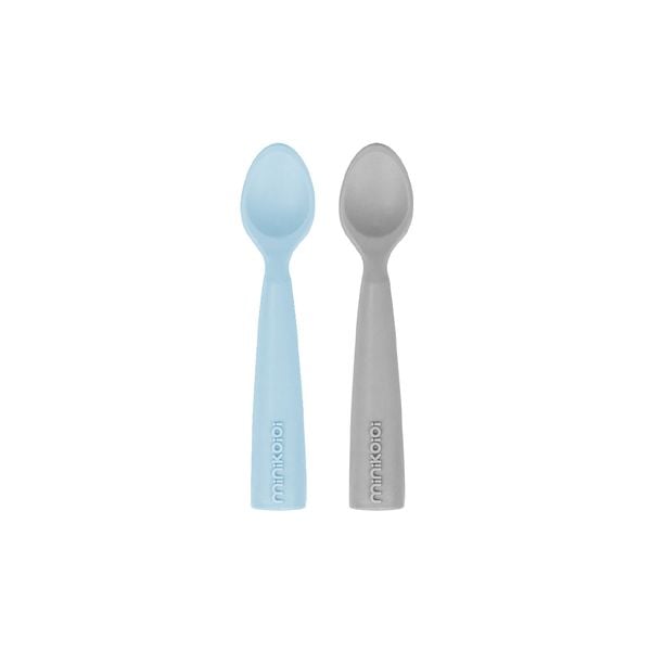 MinikOiOi Muỗng Ăn Dặm Silicone Cao Cấp Mềm Mại Cho Bé (Set 2 Cái)
