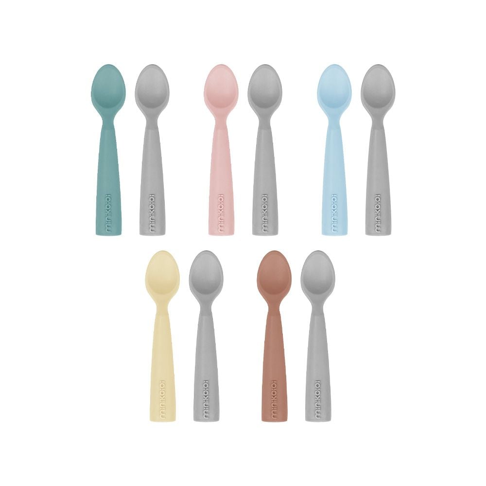 MINIKOIOI MUỖNG ĂN DẶM SILICONE CAO CẤP MỀM MẠI CHO BÉ (SET 2 CÁI)