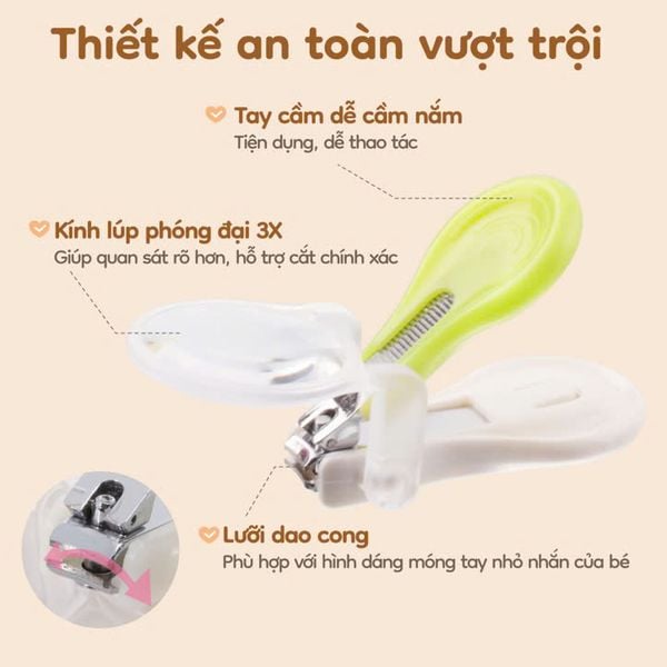 FARLIN Dụng Cụ Cắt Móng Có Kính Lúp, Chất Liệu Thép Không Gỉ, An Toàn Cho Bé Từ Sơ Sinh