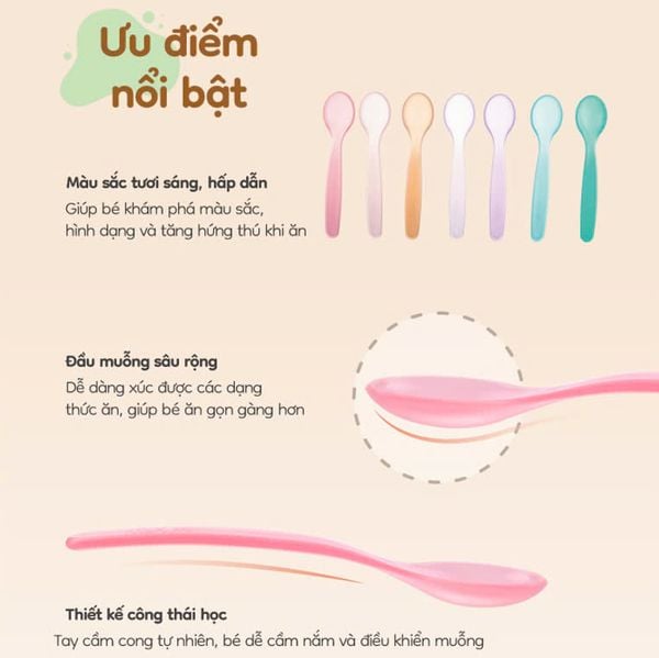 FARLIN Bộ 7 Muỗng Ăn Sắc Màu Cho Bé Tập Ăn Dặm