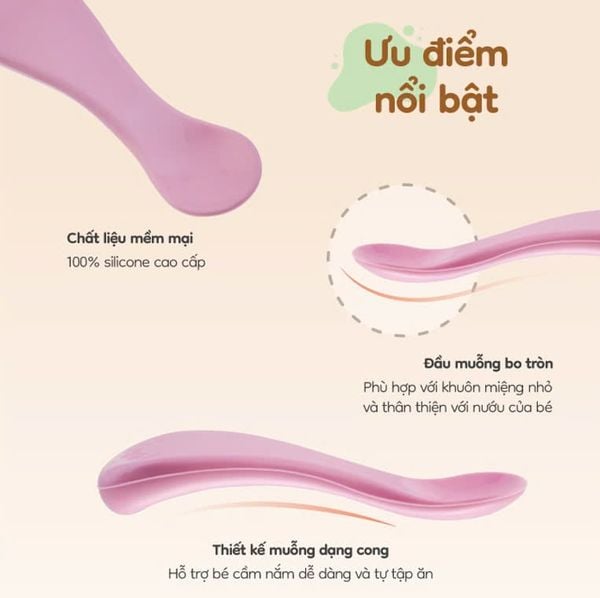 FARLIN Bộ 2 Muỗng Silicone Mềm Mại Cho Bé Tập Ăn Dặm
