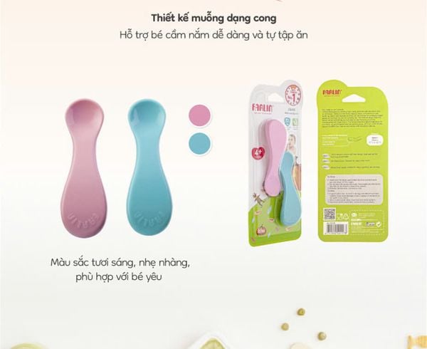 FARLIN Bộ 2 Muỗng Silicone Mềm Mại Cho Bé Tập Ăn Dặm