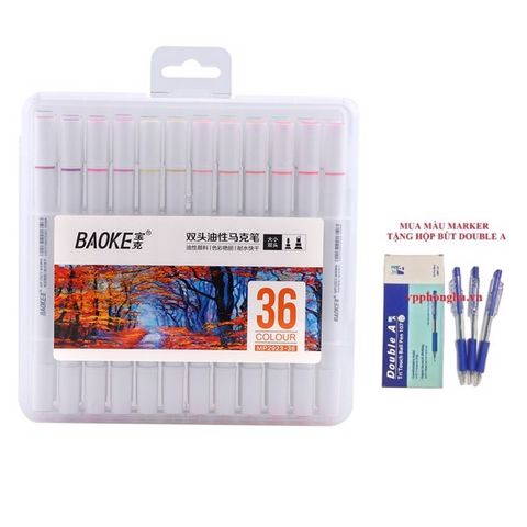 Bút màu Marker 36 màu Baoke MP2923-36 (Tặng 1 hộp bút bi)