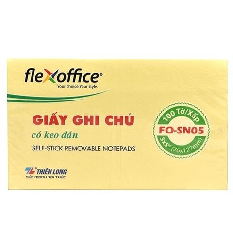 [THANH LÝ] Giấy nhớ Flexoffice 3x5 FO-SN05 - Kích thước 76x127mm - Màu vàng