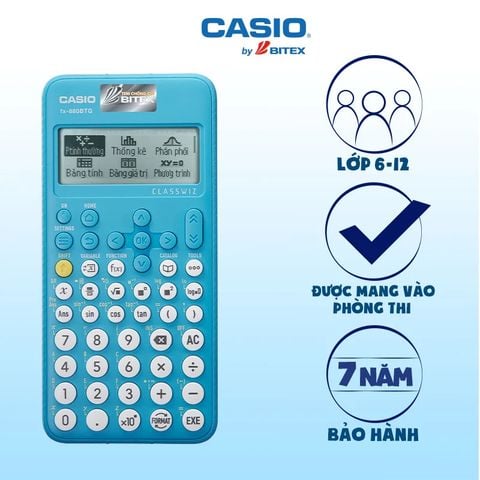 Máy tính CASIO FX-880BTG màu xanh - Tặng 1 hộp bút DoubleA và 1 bút Nhật trị giá 65K
