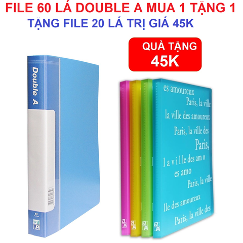 [MUA 1 TẶNG 1] File 60 lá Double A màu xanh