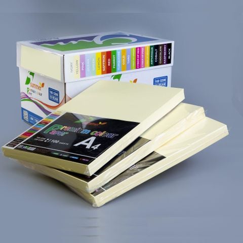 Bìa màu A4 màu VÀNG KEM - Định lượng 160gsm - 100 tờ/tập