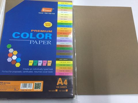 Bìa Màu A4 100 Tờ ĐL160gsm - Màu Socola