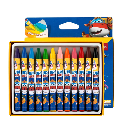 Bút sáp màu 12 màu Super Wings Deli EC21000