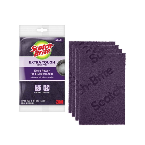 Cước cọ rửa siêu mạnh 3M Scotch Brite™ 7447 - Kích thước 10 x 15cm - Đóng gói: 4 miếng/túi
