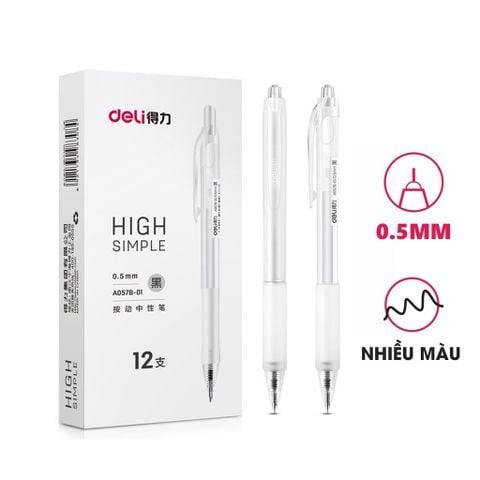 [MUA 12 TẶNG BÚT XOÁ] Bút gel Deli A057B ngòi 0.5mm - Mực đen (Phù hợp viết sổ Calligraphy)