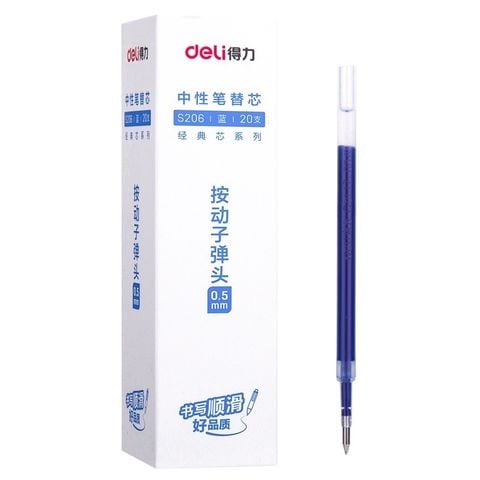 [MUA 10 TẶNG BÚT CHÌ] Ruột bút gel Deli S206 nét 0.5mm dùng thay thế cho bút bi nước A575/A057