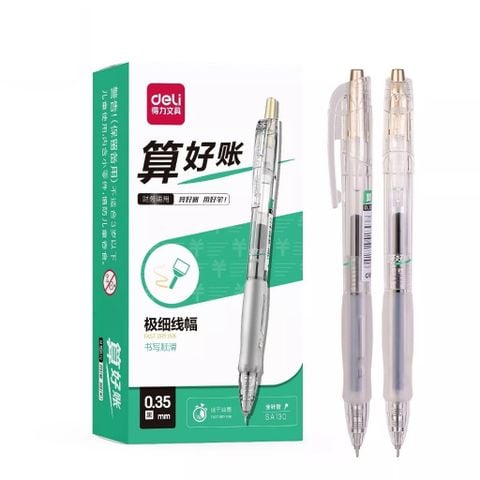 [MUA 10 TẶNG BÚT CHÌ] Bút gel Deli SA130 ngòi 0.35mm - Mực đen, đều mực, ngòi nhỏ