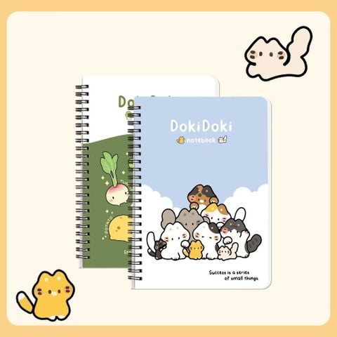 Sổ lò xo A5 Hải Tiến 200 trang DOKI DOKI 7079 - Kích thước 150 x 210 mm, Định lượng 70gsm