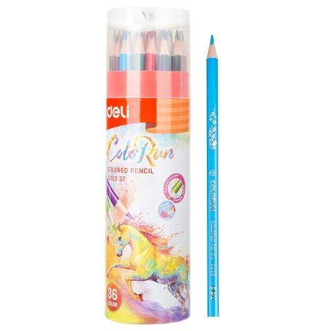 Bút chì màu 36 màu Deli EC00337 - ColoRun, cốc giấy, kèm gọt chì
