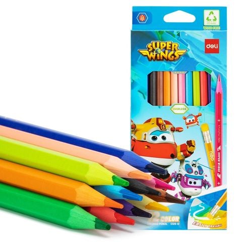 Bút chì màu 12 màu Deli EC126-12 - Họa tiết Super Wings