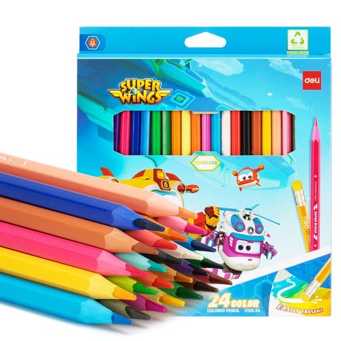 Bút chì màu 24 màu Deli EC126-24 - Họa tiết Super Wings