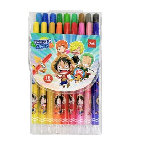Bút sáp vặn dài 18 màu Deli EC217-18 - Họa tiết One Piece