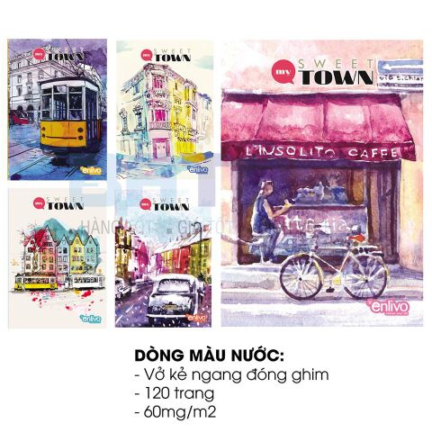 Vở Enlivo Water Color 120 trang (Kẻ Ngang) - Mua 10 tặng 4