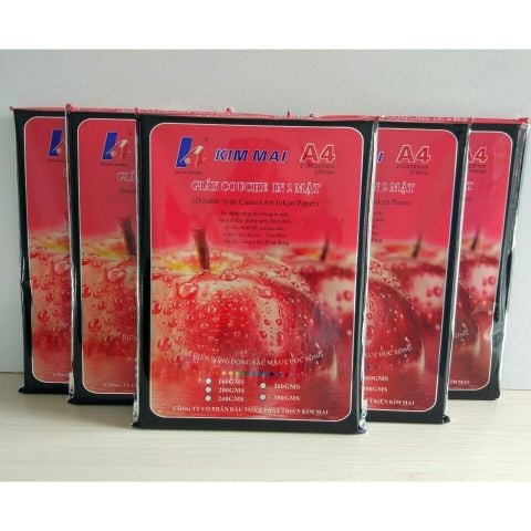 Giấy Couche bóng 2 mặt Kim Mai Định lượng 260gsm - Khổ A4: 210x297mm - 50 tờ/tập
