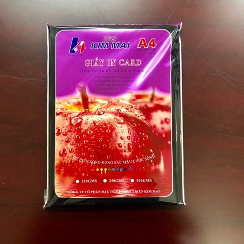 Giấy in Card Kim Mai Định lượng 250gsm - Khổ A4: 210x297mm - 50 tờ/tập