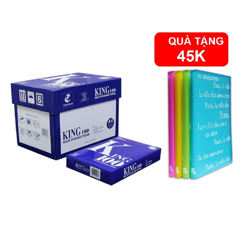 [TẶNG 1 FILE 8 NGĂN] Thùng 5 tập Giấy in A4 King 100 ĐL70gsm