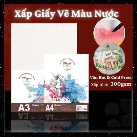 Giấy vẽ màu nước khổ A4 - 10 tờ Takeyo TMG-8288 (Định lượng 300gsm)