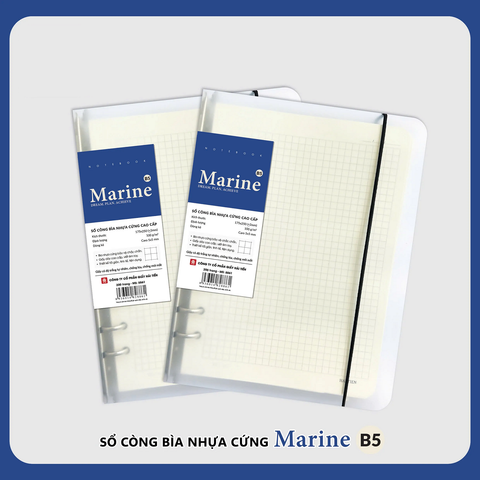 Sổ còng bìa nhựa MARINE khổ B5 - 200 trang 8861 - Dòng kẻ Caro 5x5mm - Định lượng 100gsm