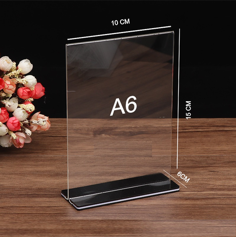Menu mica để bàn A6 chân cài - Khổ dọc, khổ ngang - Kích thước: 15x10cm