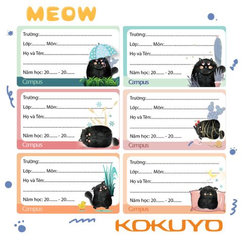 Nhãn vở Campus Meow NT-MEO-18 (18 nhãn/túi)