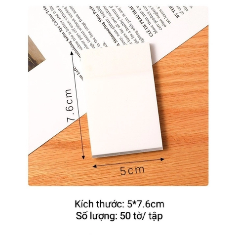 Giấy nhớ trong suốt 3x2 - Kích thước: 76x50mm - 50 tờ/tập