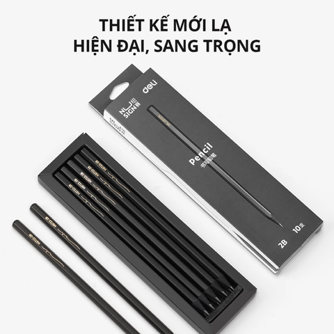 Bút chì Nusign Deli NS722-2B - Lõi đen cao cấp, thân bút hình lục giác