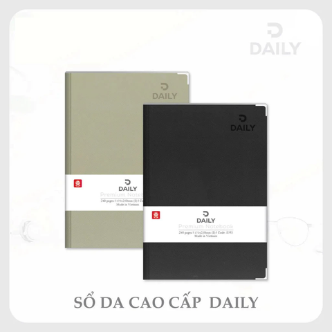 Sổ bìa da DAILY A4 - 240 trang 8809 - Kích thước 210 x 297mm - Định lượng 70gsm, dòng kẻ ngang
