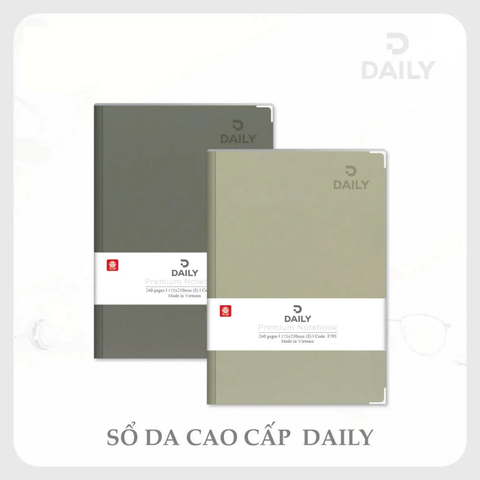 Sổ bìa da DAILY 5 - 160 trang 8762 - Kích thước 135 x 195mm - Định lượng 70gsm, dòng kẻ ngang