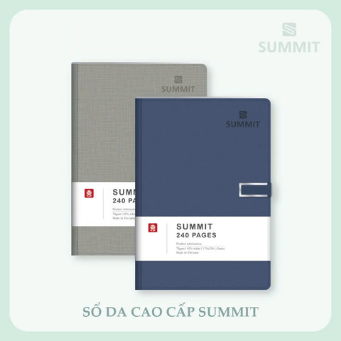 Sổ bìa da cao cấp SUMMIT 5 khuy bấm nam châm 200 trang 8458 - Kích thước: 135x195mm