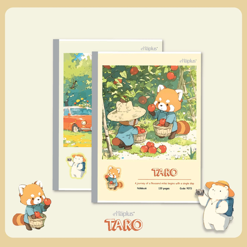 Vở kẻ ngang Haplus 80 trang TARO 9066 - Định lượng 70gsm, giấy vàng chống lóa - Mua 10 quyển tặng 1 bút bi