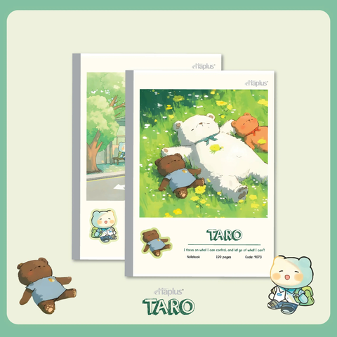 Vở kẻ ngang Haplus 120 trang TARO 9073 - Định lượng 70gsm, giấy vàng chống lóa - Mua 5 quyển tặng 1 bút bi