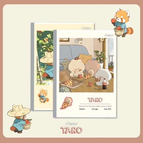 Vở kẻ ngang Haplus 200 trang TARO 9080 - Định lượng 70gsm, giấy vàng chống lóa - Mua 3 quyển tặng 1 bút bi