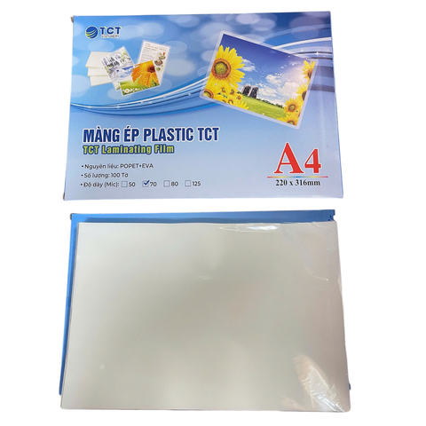 Giấy ép Plastic khổ A4 dày 70 MIC TCT A4-70 - KT:220x316mm