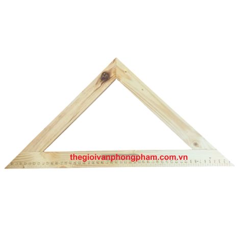 Thước Eke tam giác cân bằng gỗ dành cho giáo viên có tay cầm