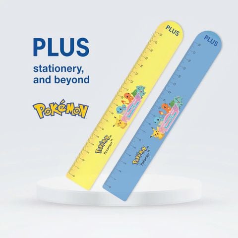 Thước kẻ Plus hình Pokemon 18cm - Thiết kế cạnh bật giúp dễ dàng lấy thước