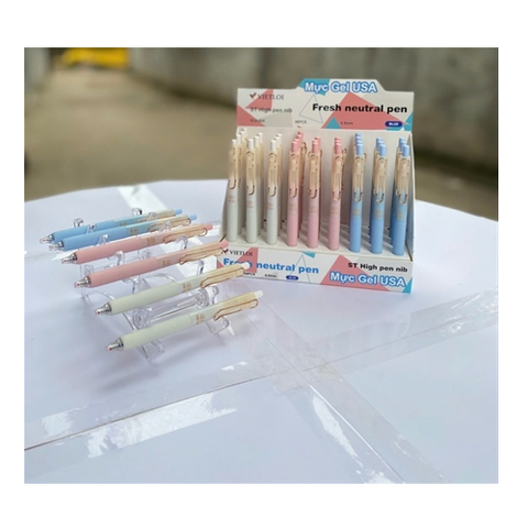 Bút gel bấm kẹp mạ vàng nhanh khô Việt Lợi VLG-806 ngòi 0.5mm