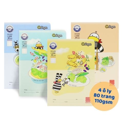 [MẪU MỚI 2024] Vở 4 ô ly Hồng Hà 80 trang ORINGA 0598 - Định lượng 110gsm 7 sao - Mua 5 quyển tặng 01 bút chì